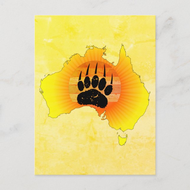 Cartão Postal Urso De Mapas Da Austrália Sunny Com Lugar De Sol  (Frente)