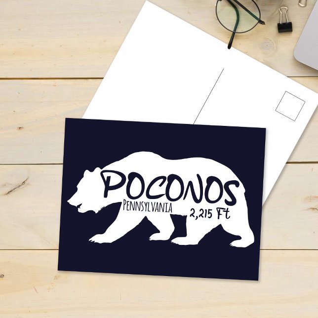Cartão Postal Urso de Montanhas Poconos Retro da Pensilvânia (Criador carregado)