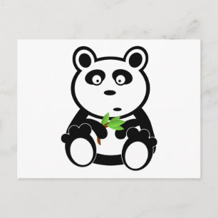 Cartão Postal Urso de Panda Bonito Comendo Folhas de Bambu