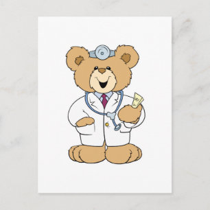 Cartão Postal Urso de pelúcia médico fofo