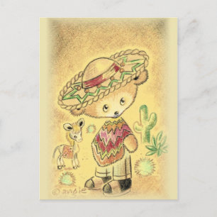 Cartão Postal Urso de pelúcia mexicano em Sombrero