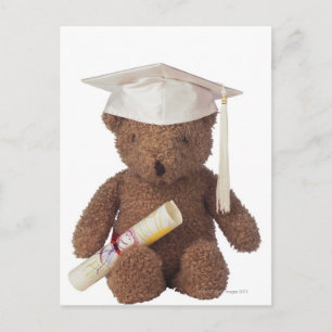 Cartão Postal Urso de pelúcia vestindo a bordo e com creme