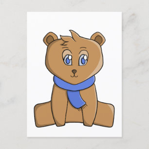 Cartão Postal Urso de pelúcia vestindo lenço azul