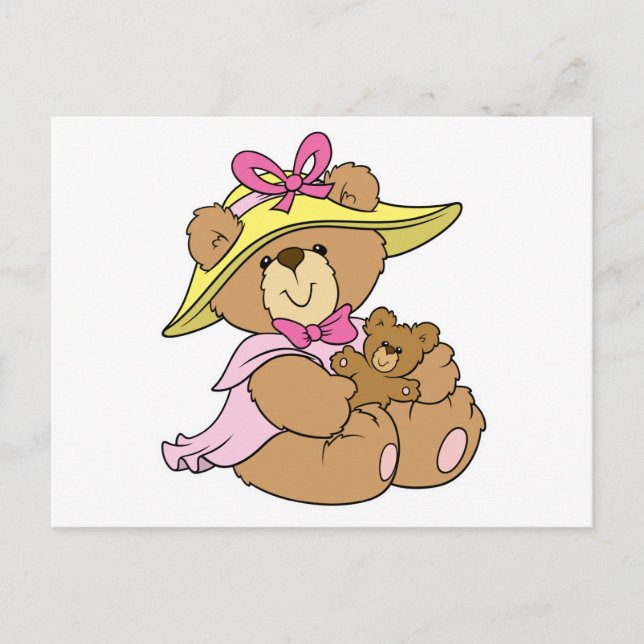 Cartão Postal Urso de Teddy Bonnet Primavera (Frente)