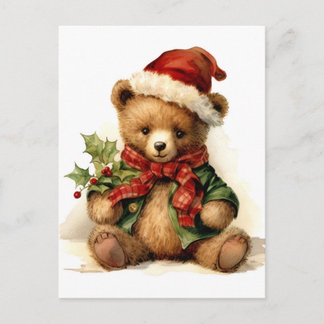 Cartão Postal Urso de Teddy de Natal (Frente)