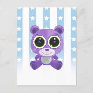 Cartão Postal Urso de Teddy - Roxo de Olho Estrela