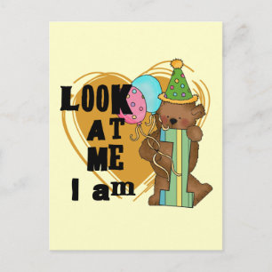 Cartão Postal Urso de Teddy Sou 1 Camisetas de Aniversário e Pre