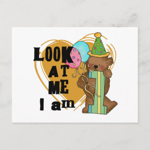 Cartão Postal Urso de Teddy Sou 1 Camisetas de Aniversário e Pre