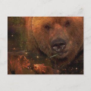 Cartão Postal Urso do Alasca com Cubs