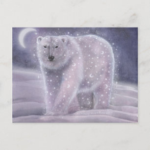 Cartão Postal Urso do Céu Noturno Urso Polar Arte Fantasia Vida
