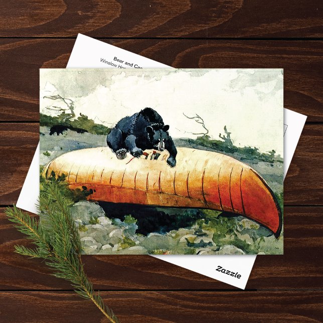 Cartão Postal Urso e Canoa Winslow Homer (Criador carregado)