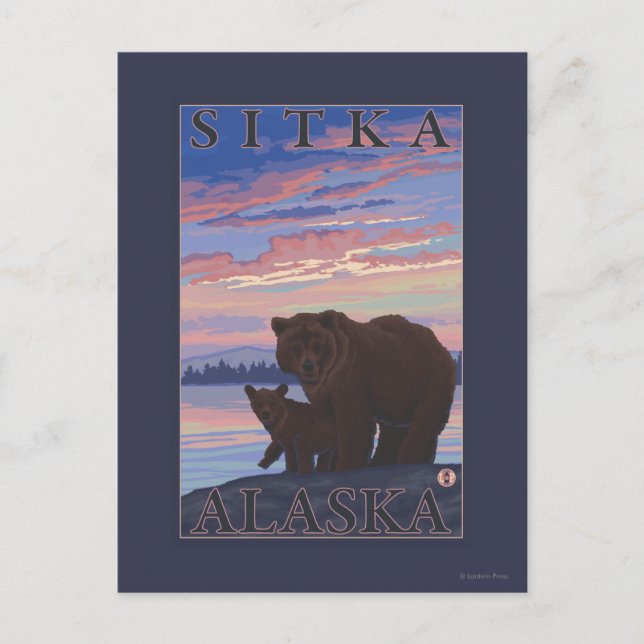 Cartão Postal Urso e Cub - Sitka, Alasca (Frente)