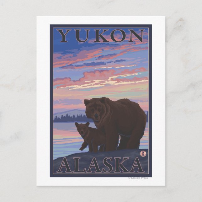 Cartão Postal Urso e Cub - Yukon, Alasca (Frente)