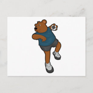 Cartão Postal Urso em jogador de handebol com handebol