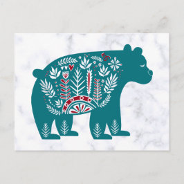 Cartão Postal Urso Escandinavo Azul Vintage