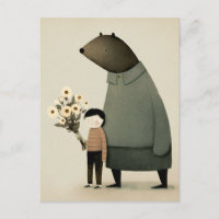 Urso fada de desenho animado fofo e menino. Aniver