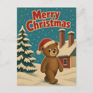 Cartão Postal Urso Fileira de Chaminés Animal Natal