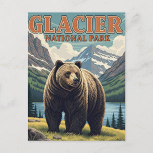 Cartão Postal Urso Grizzly no Glacier National Park Montana