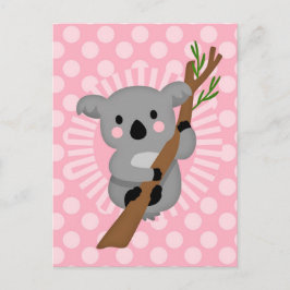 Cartão Postal Urso Koala Bonito - Garota Cinza Rosa