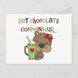 Cartão Postal Urso Menina Conhecedora de Chocolate Quente