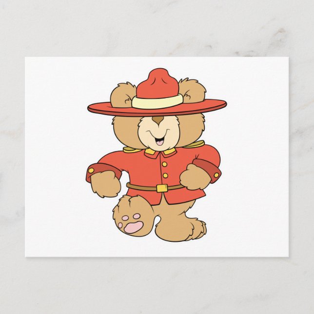 Cartão Postal Urso Mountie Canadense (Frente)