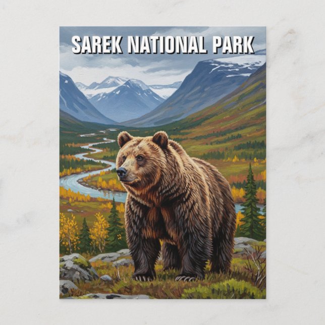Cartão Postal Urso na Viagem de Suecia do Parque Nacional de Sar (Frente)