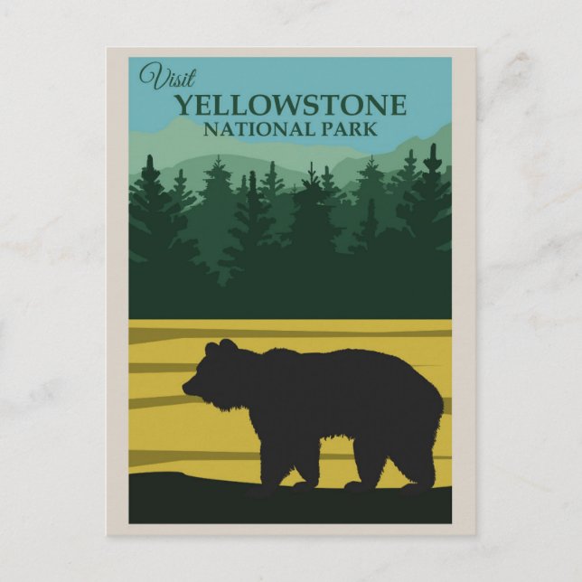 Cartão Postal Urso Nacional do Parque Vintage Yellowstone (Frente)