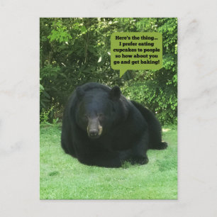 Cartão Postal Urso Negro - "Cupcake Cubby"