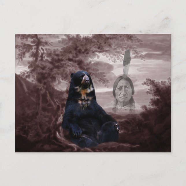 Cartão Postal Urso negro indígena americano (Frente)