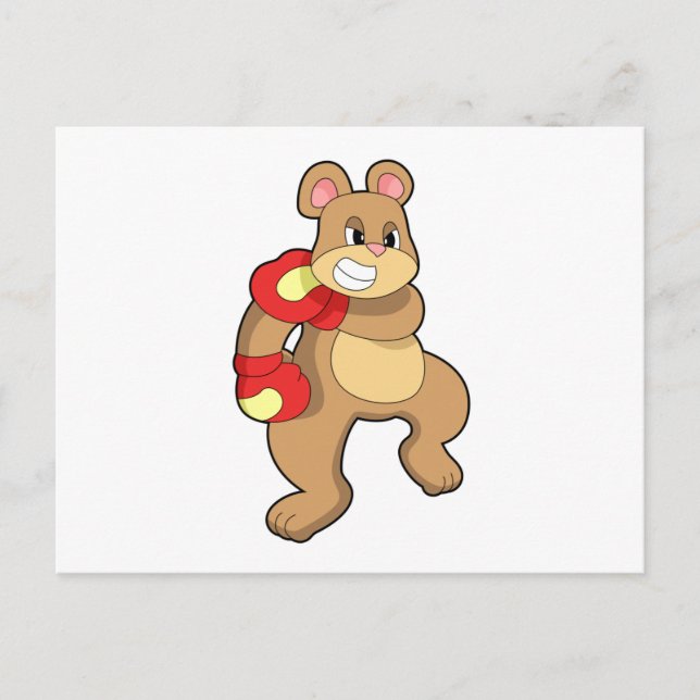 Cartão Postal Urso no Boxe com Luvas de Boxe (Frente)