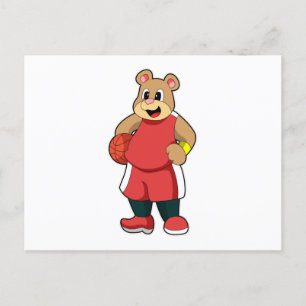 Cartão Postal Urso no Esporte Basquetebol