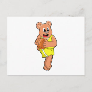Cartão Postal Urso no Esporte Basquetebol