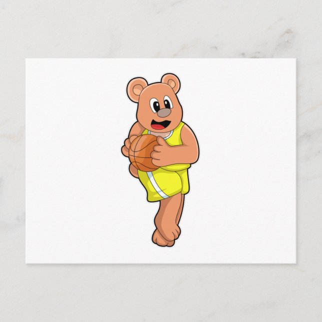 Cartão Postal Urso no Esportes de Basquetebol (Frente)