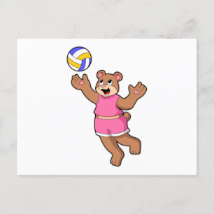 Cartão Postal Urso no Esportes de Volei de Praia