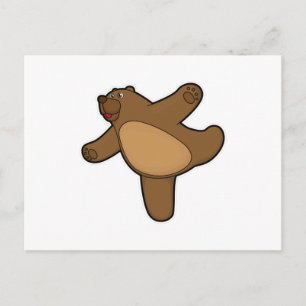 Cartão Postal Urso no exercício de alongamento de yoga