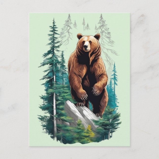 Cartão Postal Urso no Lover Florestal (Frente)