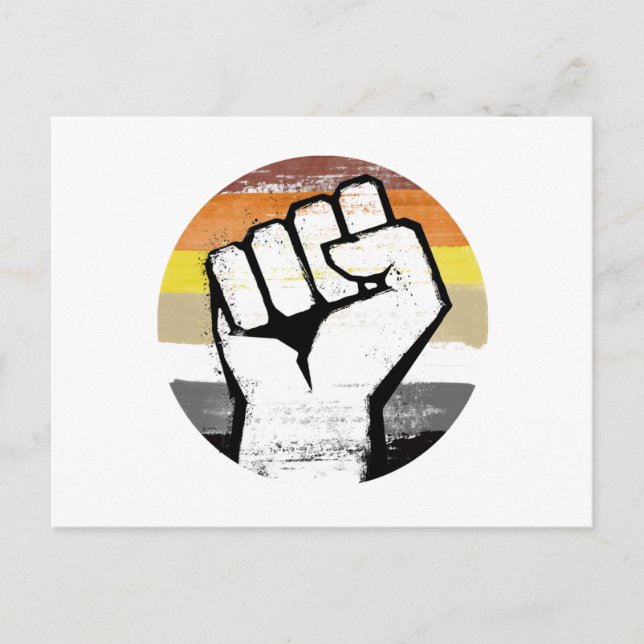 Cartão Postal Urso Orgulho Punho Círculo Impressão (Frente)