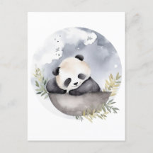 Urso-Panda Bebê Com Aquarela Sonolenta