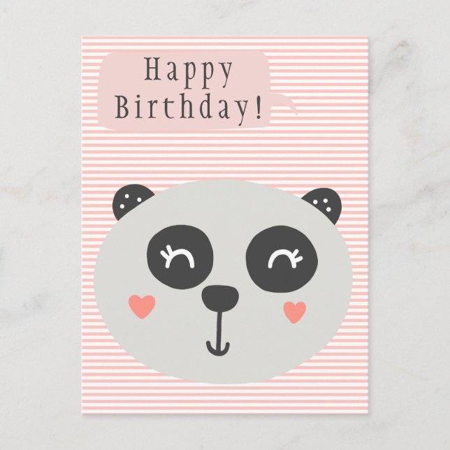 Cartão Postal Urso Panda Bonito - Aniversário de criança (Frente)