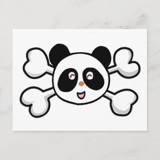Cartão Postal urso panda Caveira e Ossos Cruzados