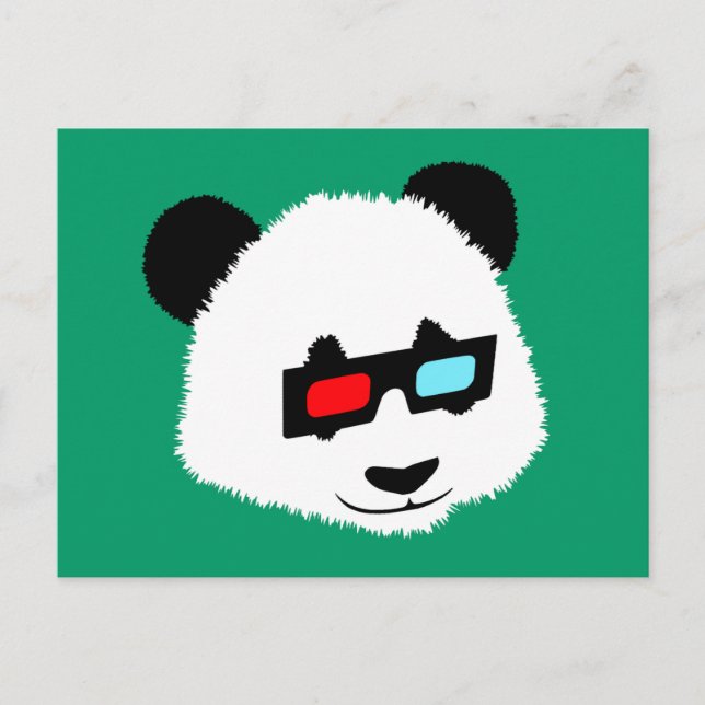 Cartão Postal Urso Panda com Óculos 3D (Frente)