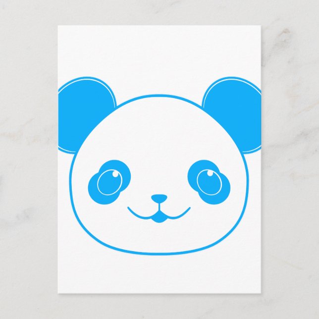 Cartão Postal Urso Panda de Kawaii Azul (Frente)