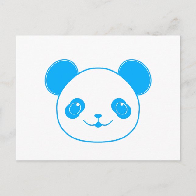 Cartão Postal Urso Panda de Kawaii Azul (Frente)