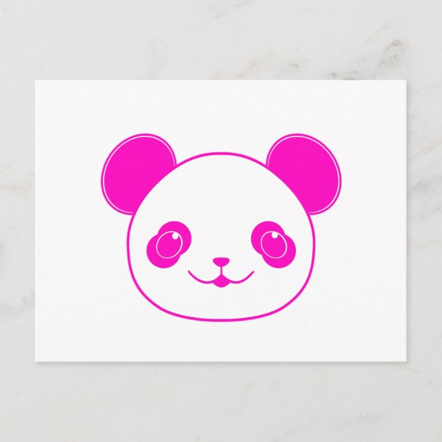 Cartão Postal Urso Panda de Kawaii Rosa (Frente)