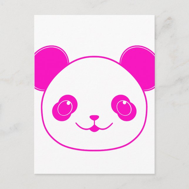 Cartão Postal Urso Panda de Kawaii Rosa (Frente)