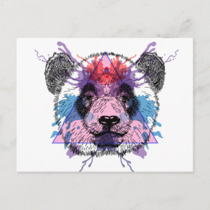 Cartão Postal Urso Panda Geométrico