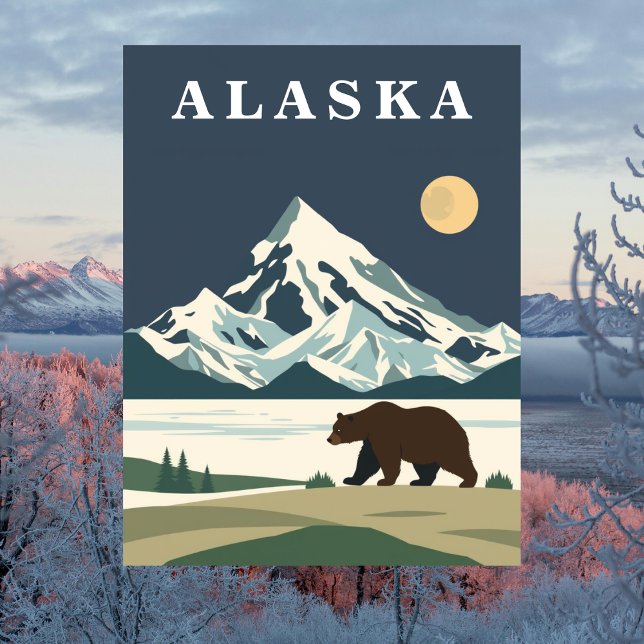 Cartão Postal Urso Pardo de Viagens Antigos do Alasca (Alaska Vintage Travel Grizzly Bear Postcard
)