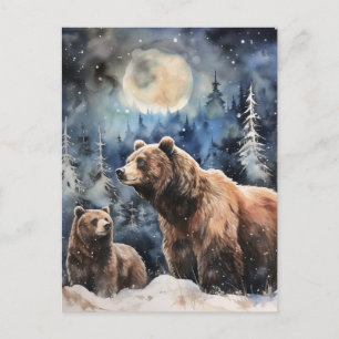 Cartão Postal Urso Pardo e Bebê