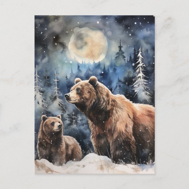 Cartão Postal Urso Pardo e Bebê (Frente)