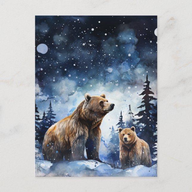 Cartão Postal Urso Pardo e Bebê (Frente)